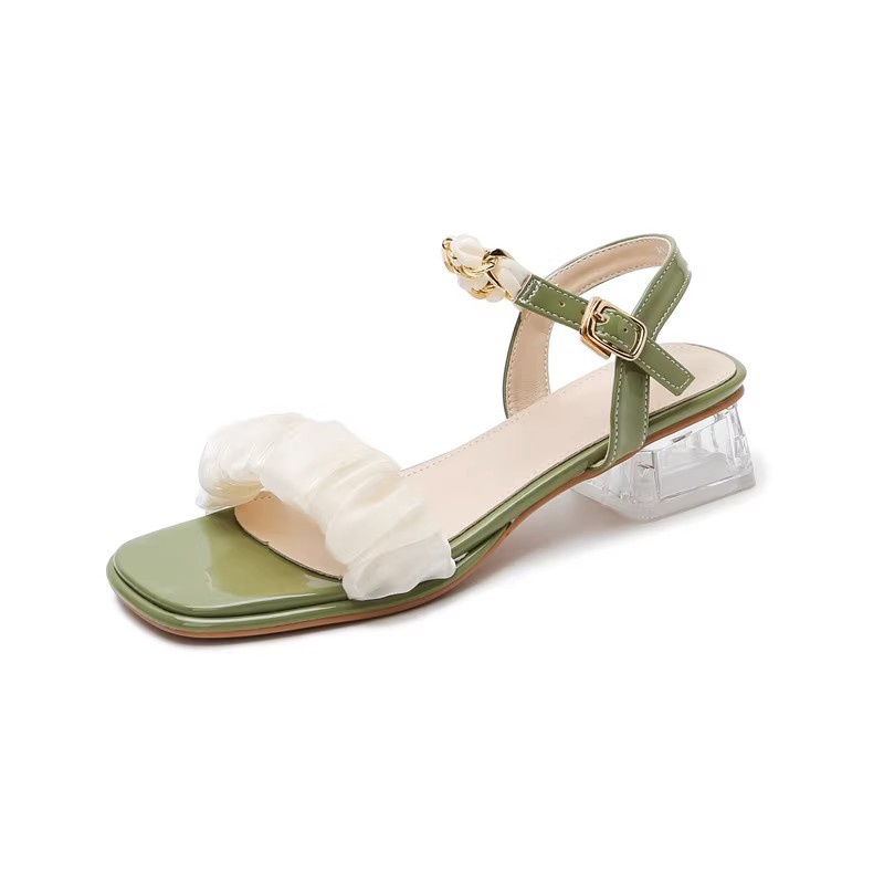 Duoya Tóc Thẳng ~ [Hàng Có Sẵn] Giày Sandal Cao Gót Pha Lê Phiên Bản Hàn Quốc Dễ Phối Đồ Cho Nữ Miễn Phí Vận Chuyển