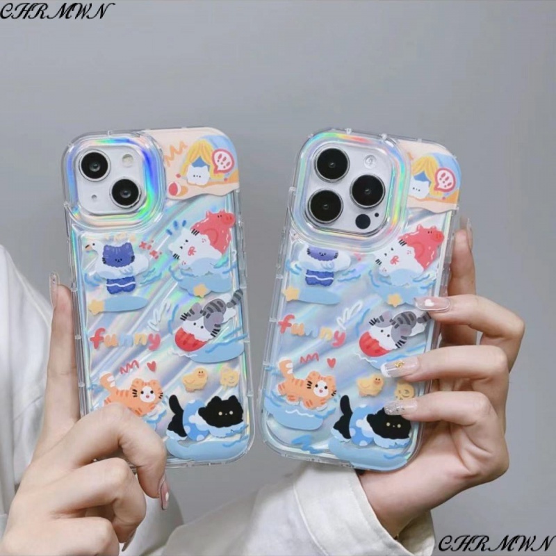 Ốp Điện Thoại Dẻo Màu Laser Họa Tiết Hoạt Hình Hello Kitty Dễ Thương Cho Iphone14 138p7 12 promax11 ASMR
