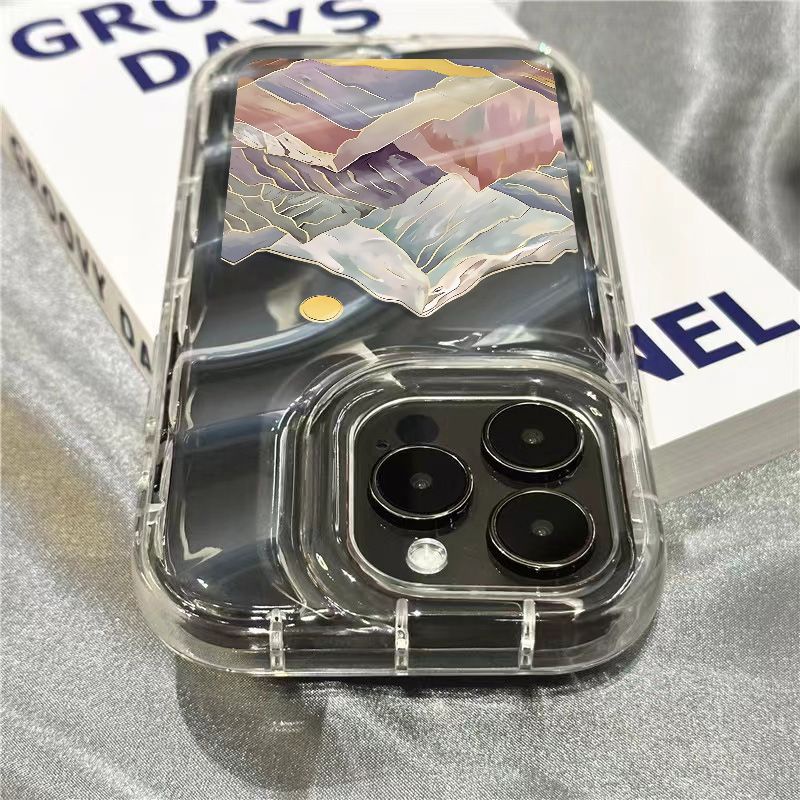 Ốp Điện Thoại Dẻo Trong Suốt Họa Tiết Ngọn Núi Nhiều Màu Sắc Cho iPhone14promax 1312 / 11 7 / 8plus xr / sins BX03
