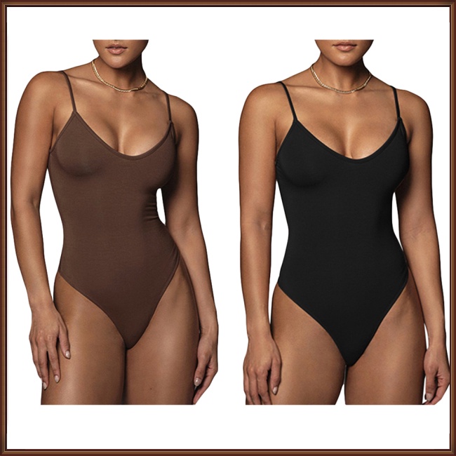 Áo Liền Thân Không Tay Cổ Chữ V Hở Lưng Màu Sắc Trơn Thời Trang Mùa Hè Quyến Rũ Dành Cho Nữ