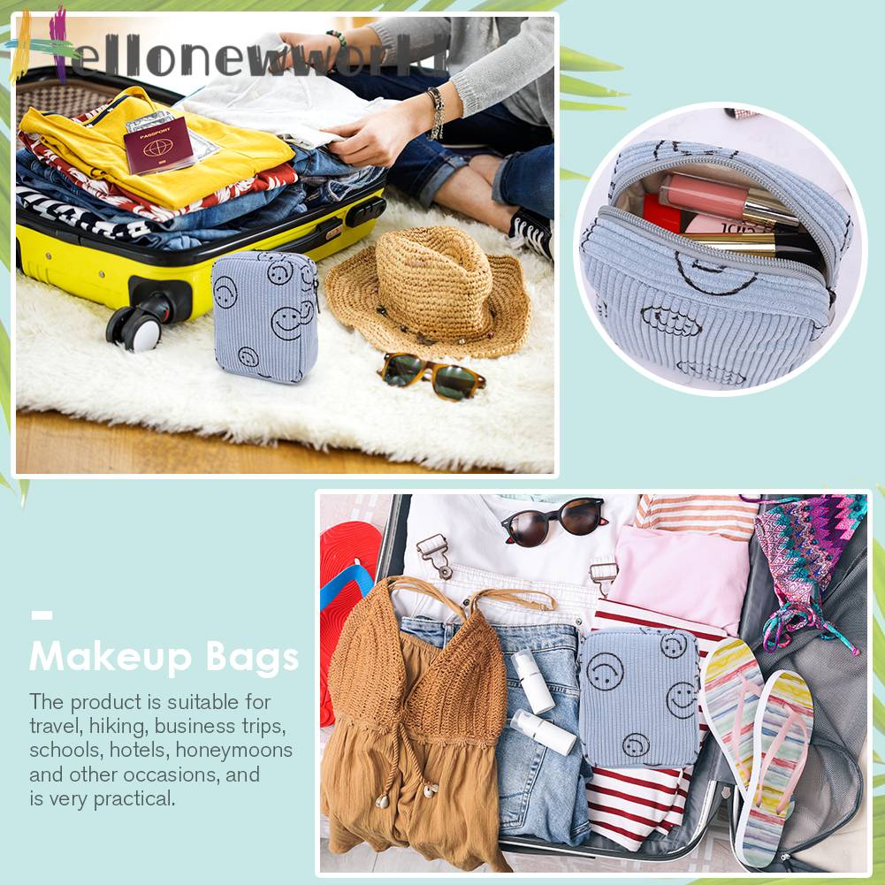 Túi Đựng Mỹ Phẩm Đa Năng Hình Mặt Cười Có Khóa Kéo Tiện Dụng Mang Theo Du Lịch
