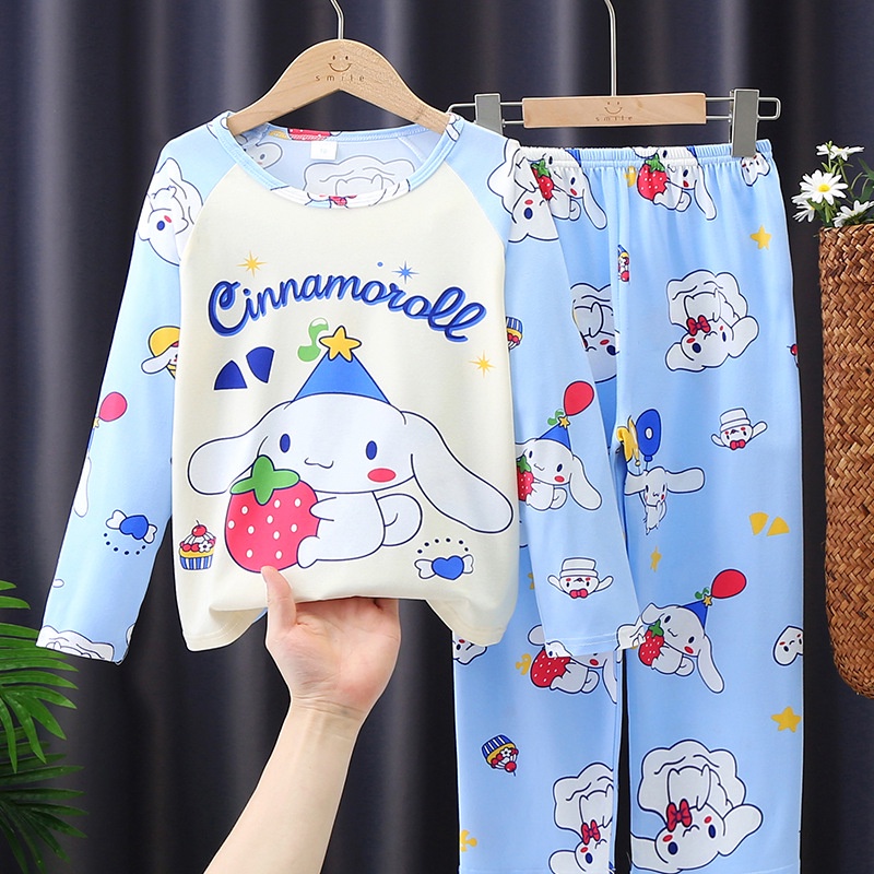 Lotso pyjama cho trẻ em gái Kuromi dài tay áo pyjama bộ phim hoạt hình anime quần áo gia đình