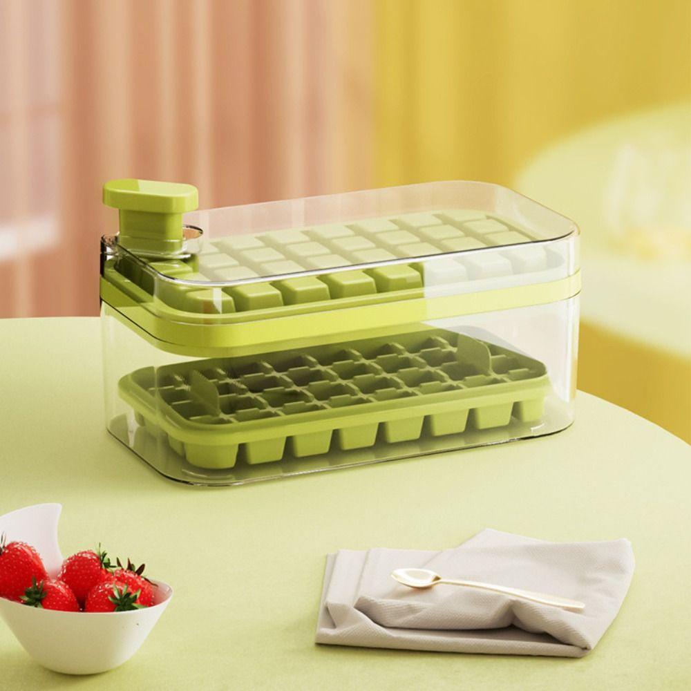 Khay Làm Đá Viên 64 Ngăn Có Nắp Đậy Tiện Lợi