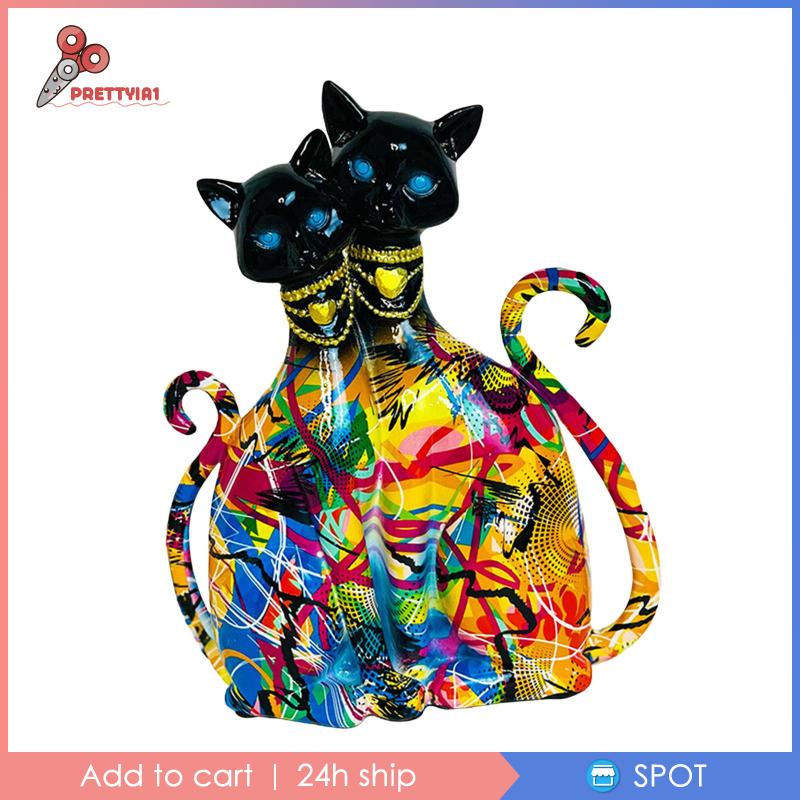 [Prettyia1] Tượng Mèo Graffiti Resin Trang Trí Tủ Quà Cưới Thanh Lịch