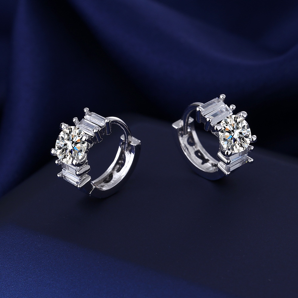 Bông Tai Kẹp Đính Kim Cương Trắng Đơn Giản Thanh Lịch Ins