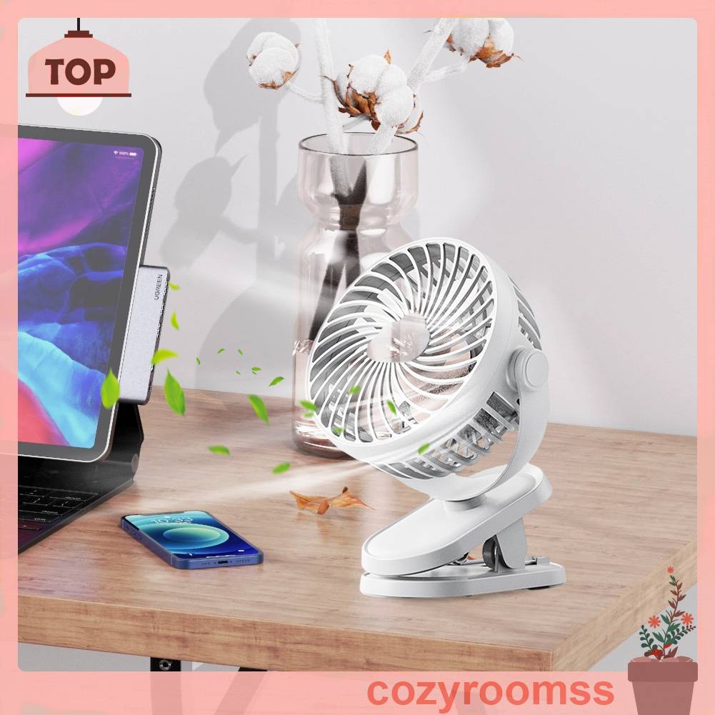 Quạt Điện Để Bàn Dạng Kẹp 3 Tốc Độ Yên Tĩnh 1200mAh Có Cổng Sạc USB Cho Học Sinh