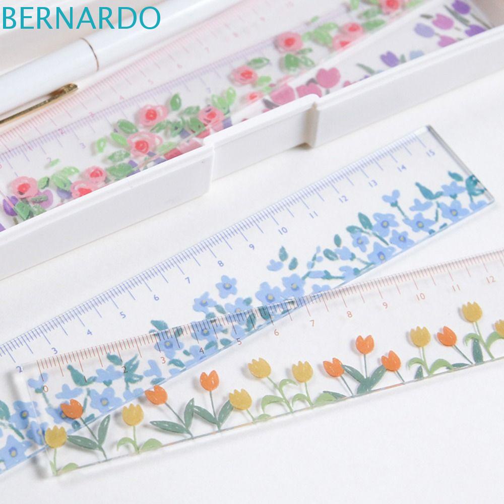 BERNARDO Thước Kẻ Thẳng 15cm Bằng Acrylic Trong Suốt Hình Hoa Tulip Sáng Tạo