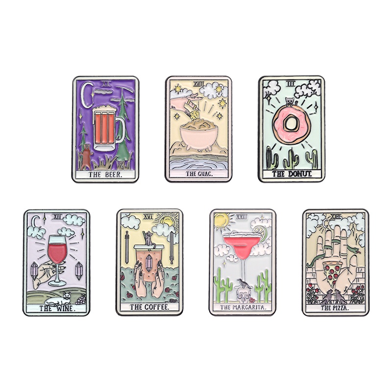 Ghim Cài Áo Kim Loại Tráng Men Hình Ly Rượu Bia Bài Tarot Series 7 Kiểu Thời Trang