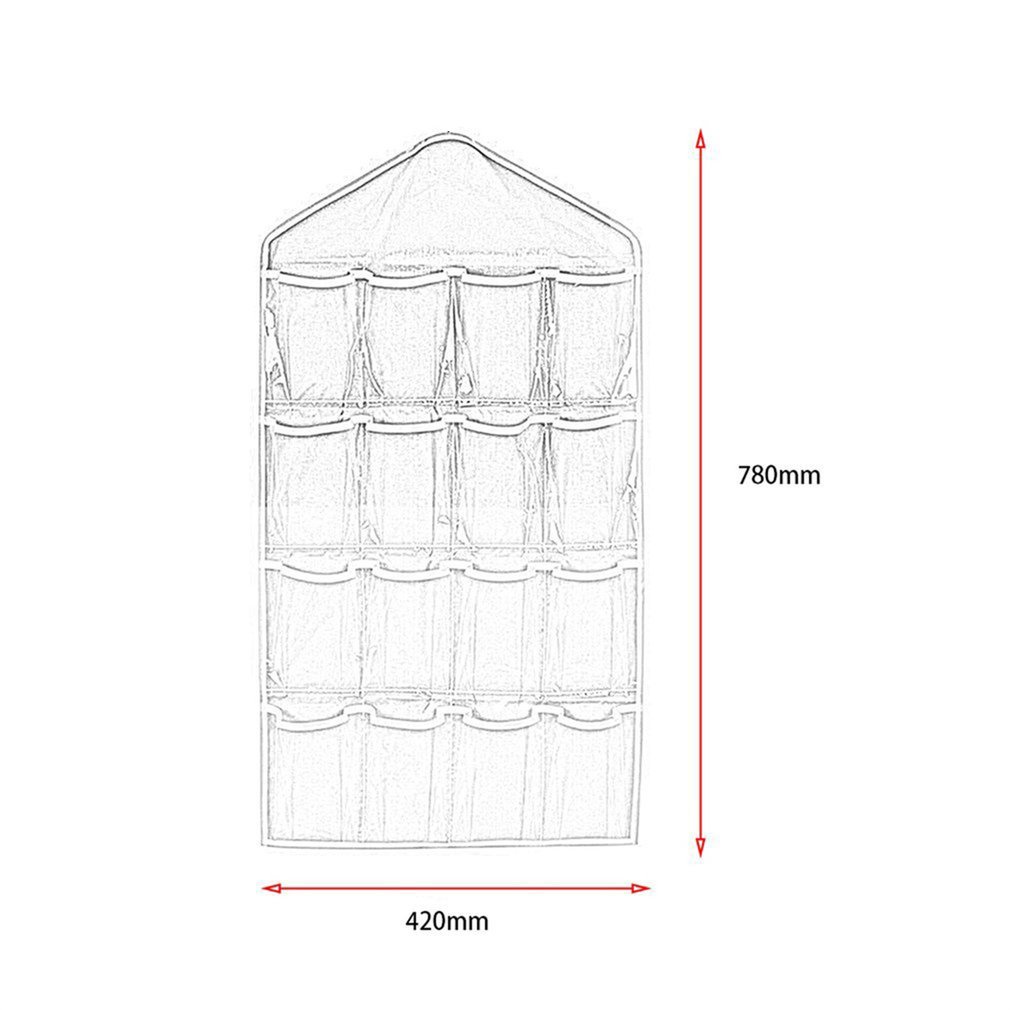=Christmas=Large Capacity 16 Grids Wardrobe Hanging Organizer Bras Socks Storage Bag