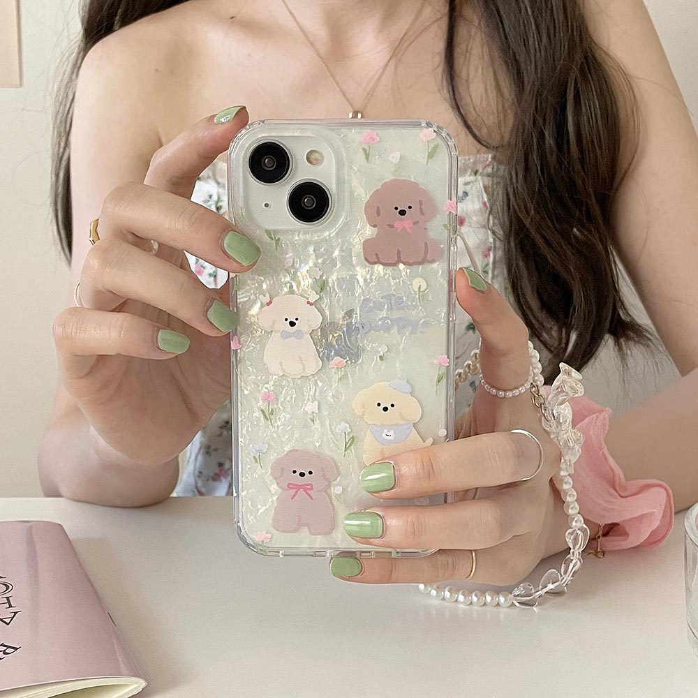 Ốp Điện Thoại Nhựa Cứng In Hình Chó Và Hoa Cho IPhone 11 12 12Pro 12ProMax 13 13Pro 13ProMax 14 14Pro 14ProMax