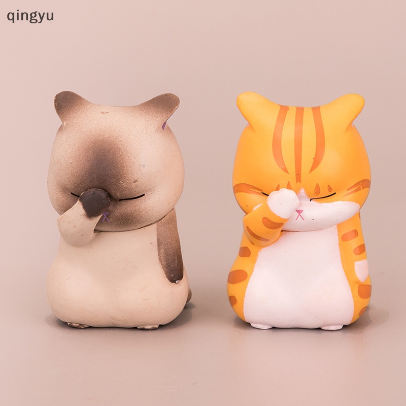 Tượng Mèo qingyu Mini Dễ Thương Dùng Trang Trí Phòng