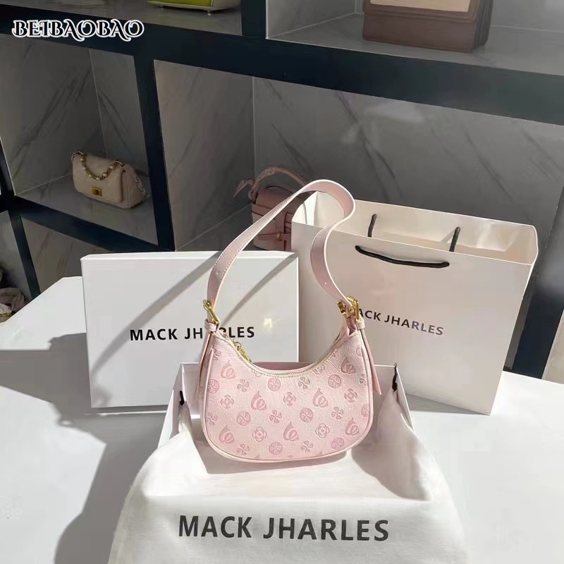 BEIBAOBAO  Túi đeo vai hình lưỡi liềm màu hồng hợp thời trang mới dành cho nữ