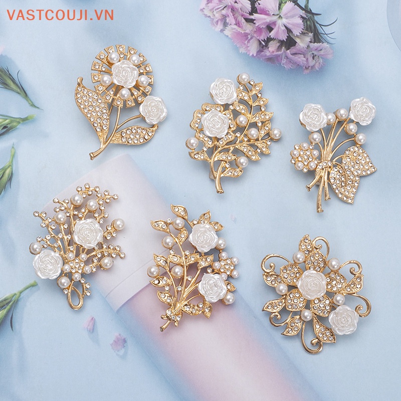 Ghim Cài Áo Hình Hoa Đính Đá Ngọc Trai Chống Ánh Sáng Thời Trang Cho Nữ