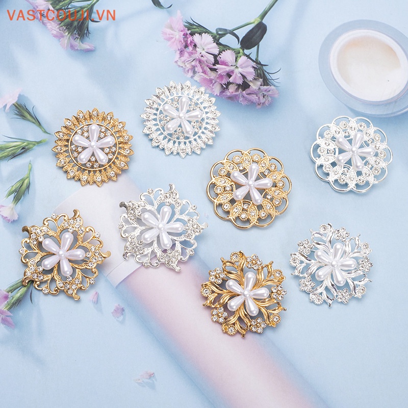 Ghim Cài Áo Hình Hoa Đính Đá Ngọc Trai Giả Bằng Hợp Kim Thời Trang Cho Nữ