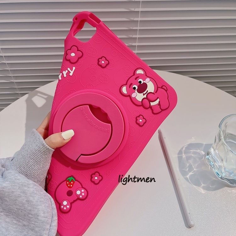 Bao Da Máy Tính Bảng Silicon Dẻo In Hình Gấu Dâu Tây Hoạt Hình Cho Apple iPad Mini 6 10 2 Air 4 / 5 10.9 2022 Pro11 2022 Pro