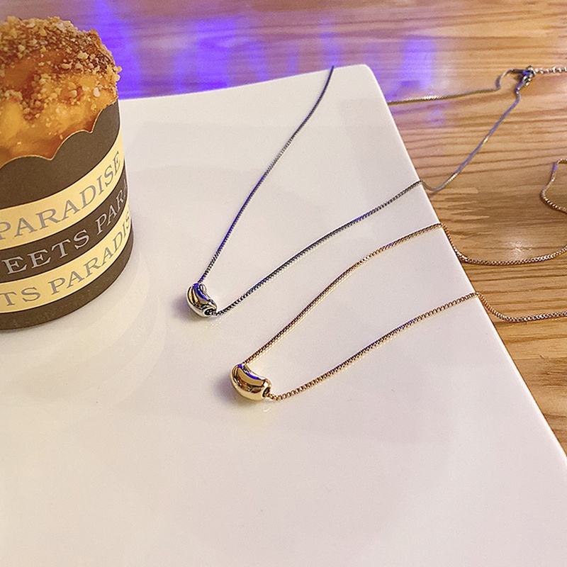 Ygt Vòng cổ Ngắn Bằng Thép Titan Mặt Hạt Đậu Acacia Màu Vàng Kim Phong Cách Pháp Cho Nữ