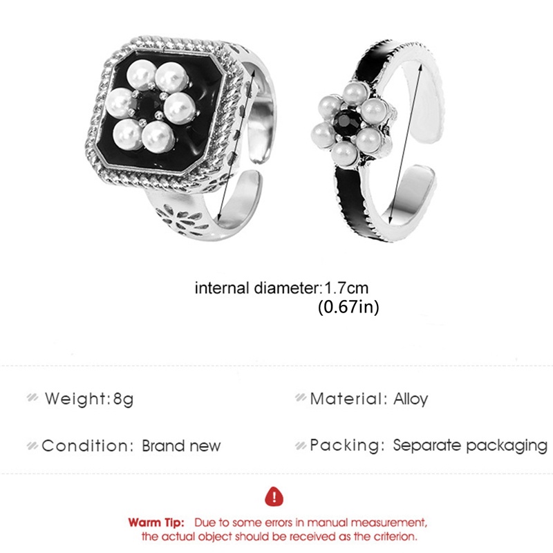 Bộ 2 Nhẫn Đeo Tay Đính Ngọc Trai Thời Trang Cho Nữ