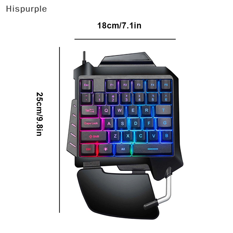 Bàn phím chơi game cơ học một tay Hispurple Bàn phím chơi game mini cầm tay có đèn nền RGB VN