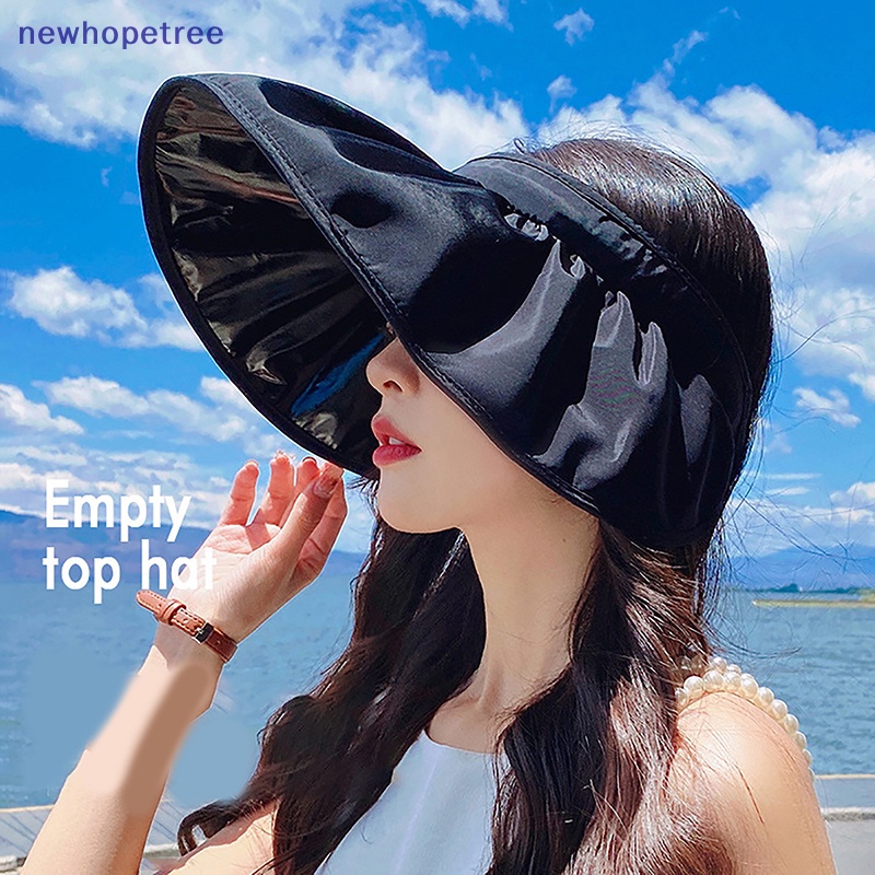 Mũ Lưỡi Trai NTVN Chống Nắng Vành Rộng Hở Chóp Màu Trơn Gấp Gọn Được Thuận Tiện Mang Theo Mùa Hè Cho Nữ