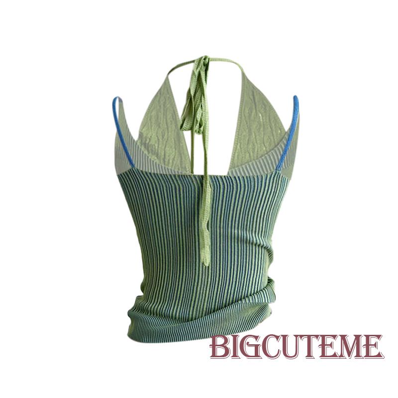 Áo Thun Sát Nách Giả Hai Lớp Màu Sắc Tương Phản Thời Trang Mùa Hè Cho Nữ