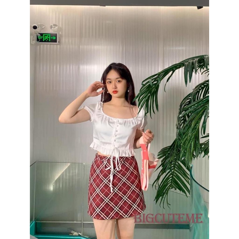 Áo Croptop Ngắn Tay Màu Sắc Đơn Giản Cho Nữ