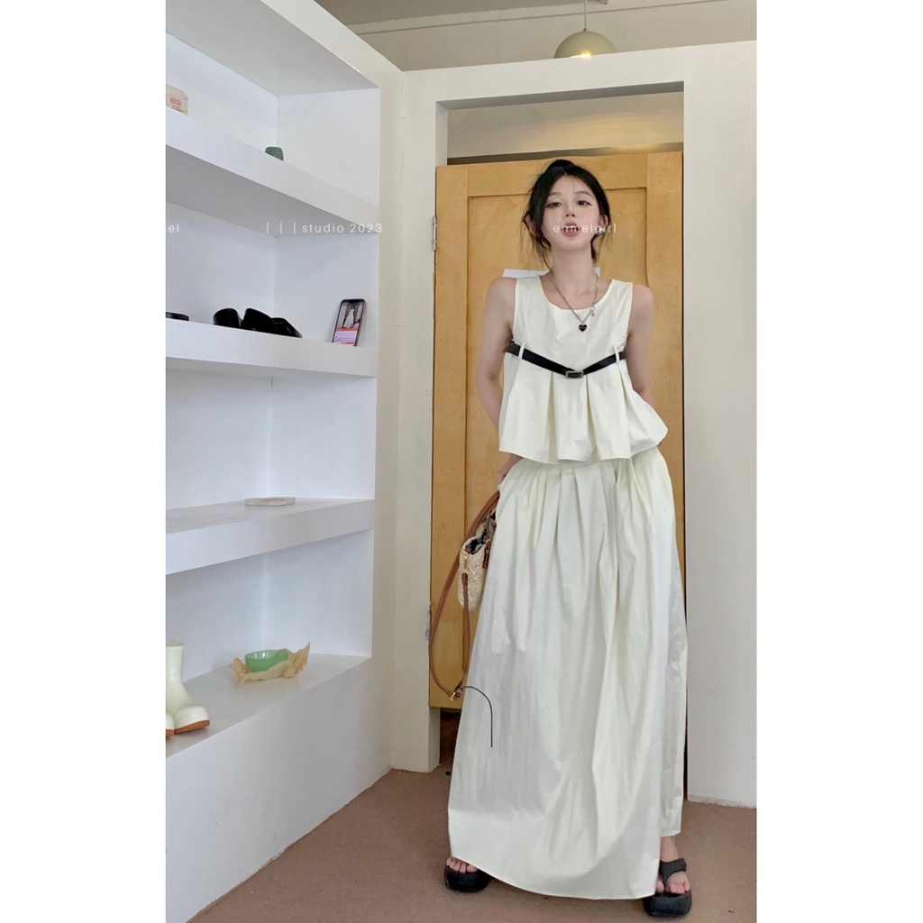 Đầm Dài Hai Dây Dáng Xòe Eo Cao Thời Trang Mùa Hè 2023 Cho Nữ BO9W