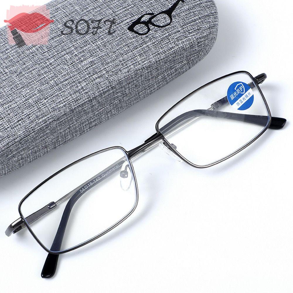 SOFTNESS Kính Đọc Sách Gọng Vuông Bằng Kim Loại Siêu Nhẹ Chống Ánh Sáng Xanh Phong Cách Cổ Điển Cho Nam Và Nữ