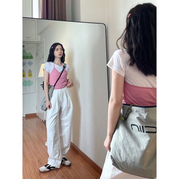 COZOK Bộ Áo Thun Ngắn Tay + Áo Hai Dây Thời Trang Hàn Quốc Gợi Cảm