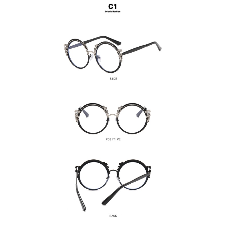 Kính Mát Gọng Kim Loại Tròn Chống Bức Xạ Thời Trang Cho Nữ