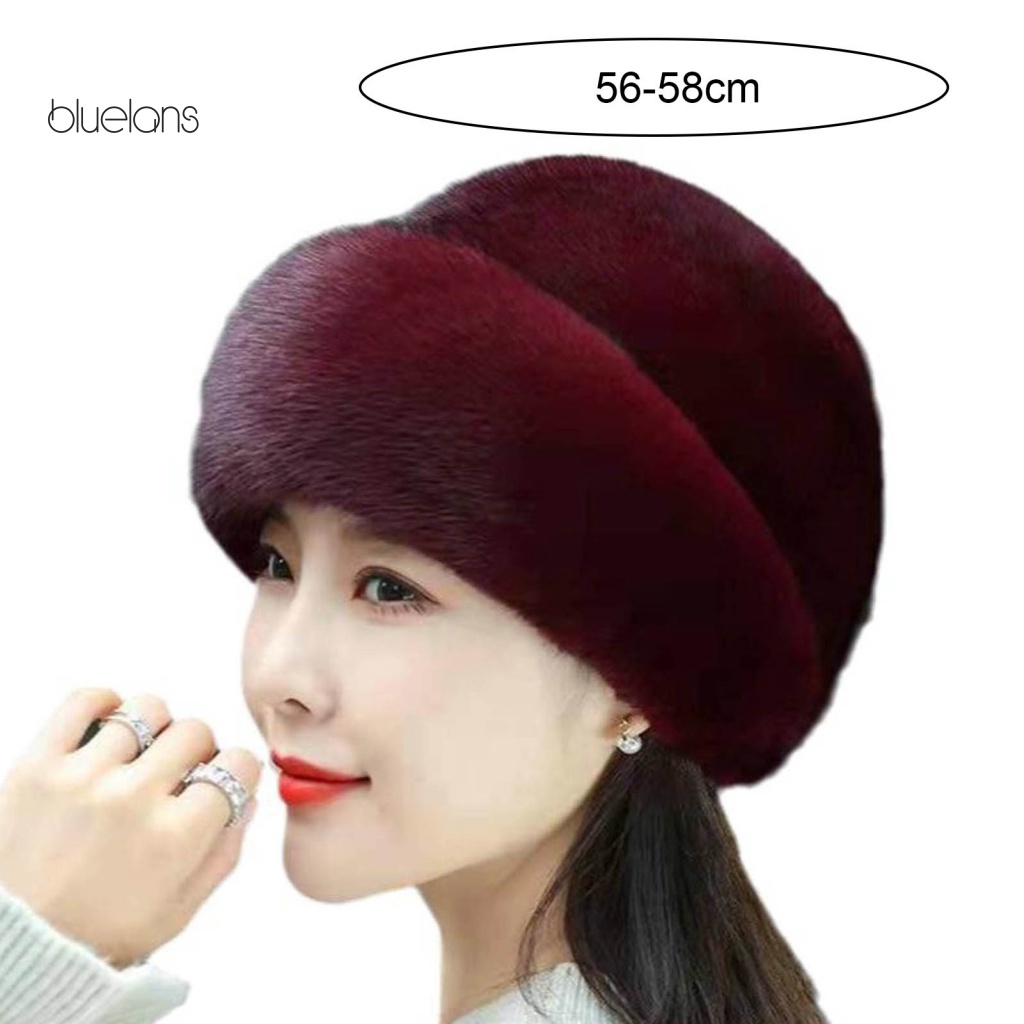 Mũ Lông Giả Màu Trơn Giữ Ấm Tai Chống Gió Không Phai Màu Sắc Thời Trang Mùa Đông Cho Nữ