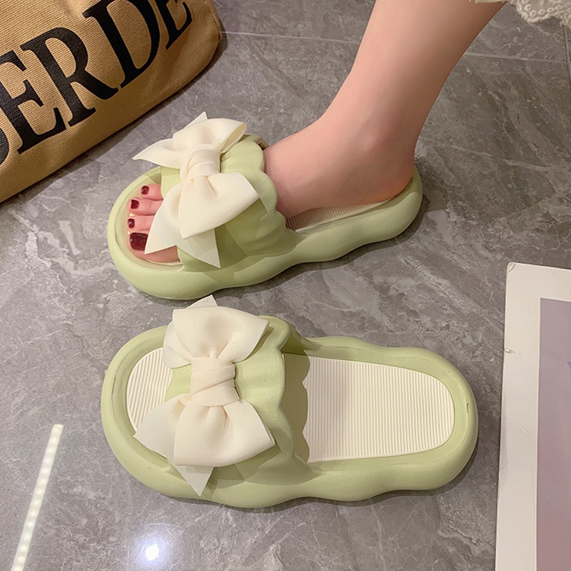 Dép sandal đế mềm dày 、bên ngoài dễ thương nơ 、mùa hè dành cho nữ