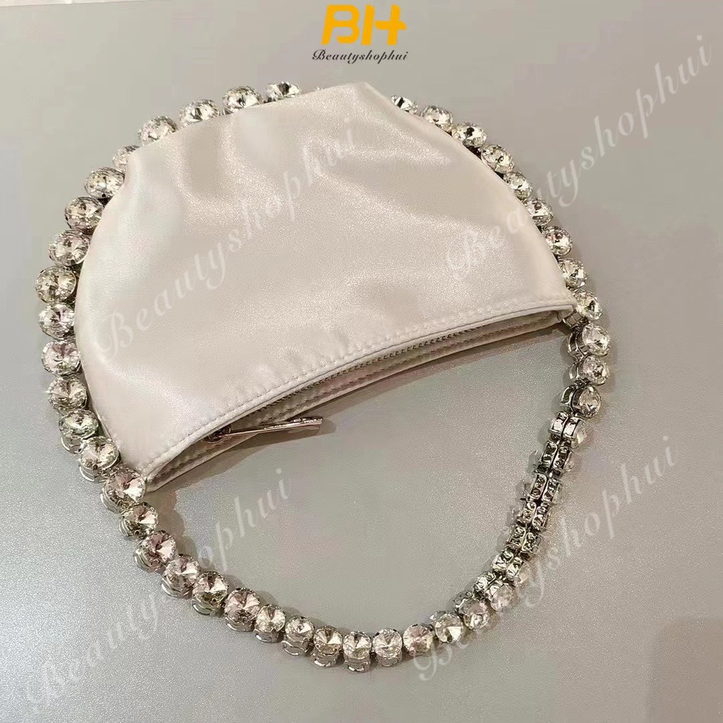 Túi Xách Đeo Vai Vải Satin Đính Kim Cương Lấp Lánh Thời Trang Xuân Hè Mới 2023 Cho Nữ