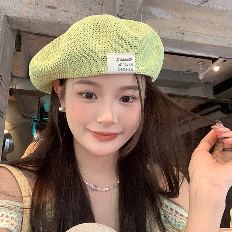 Mũ Beret Dệt Kim Mỏng Thoáng Khí Thời Trang Mùa Hè Phong Cách Nhật Bản Cho Nữ