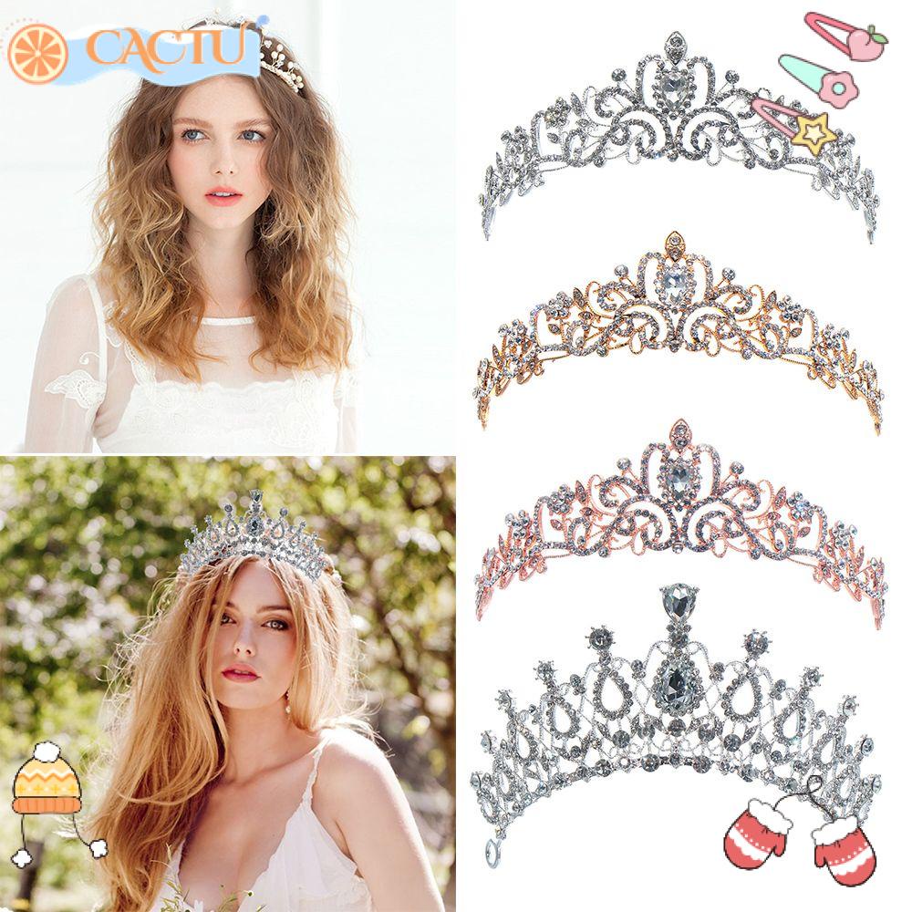 CACTU Vương Miện Cài Tóc Đính Đá Lấp Lánh Cho Cô Dâu