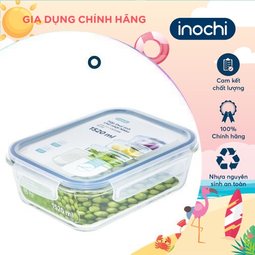 Hộp thuỷ tinh chữ nhật Inochi - Nikko 1520 ml