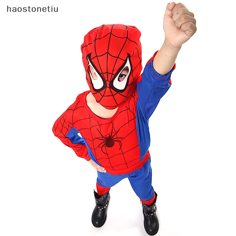 Bộ Áo Liền Quần Kèm Mặt Nạ Hóa Trang Spiderman Độc Đáo Cho Bé