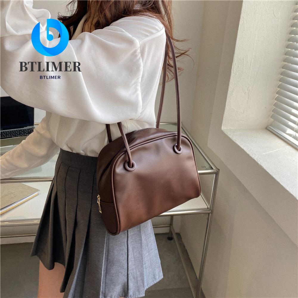 BTLIMER Túi Đeo Vai / Kẹp Nách Bằng PU Màu Trơn Có Khóa Kéo Chất Lượng Cao Cho Nữ