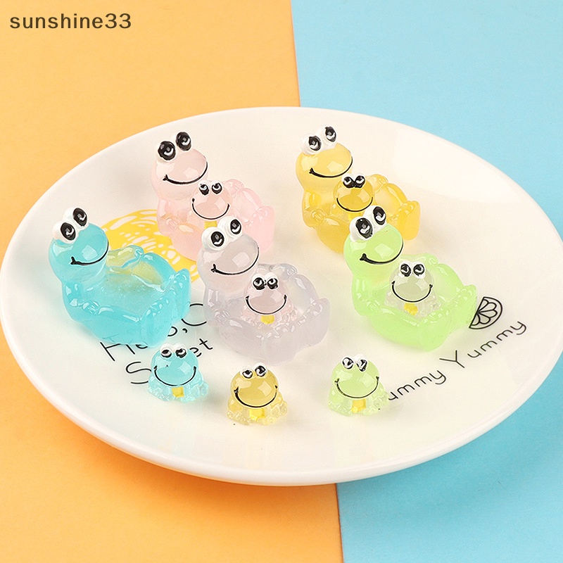 1 Bộ Tượng Vịt / Ếch Mini Bằng Nhựa Resin Dạ Quang Trang Trí Bảng Điều Khiển Xe Hơi