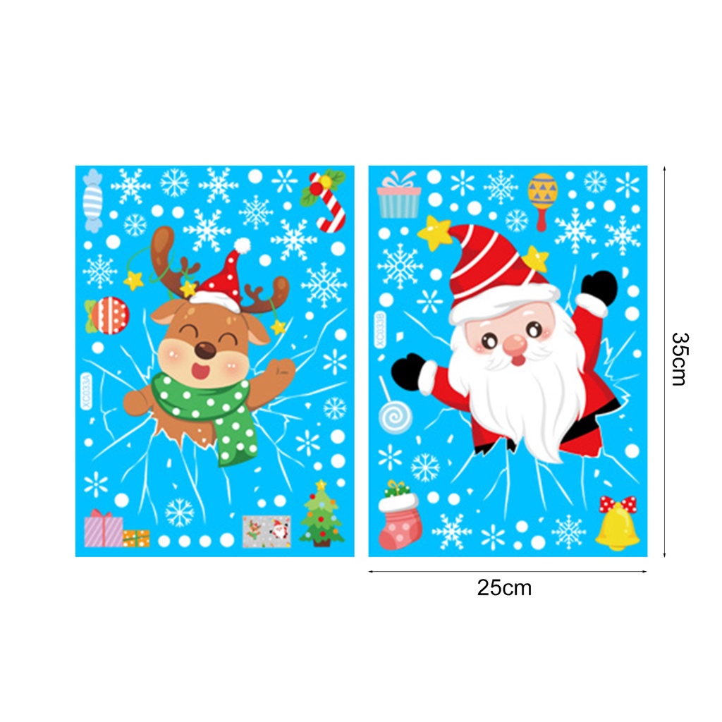 Set 2 Sticker Dán Trang Trí Giáng Sinh Tự Dính Hình Ông Già Noel Hoạt Hình Tháo Gỡ Được