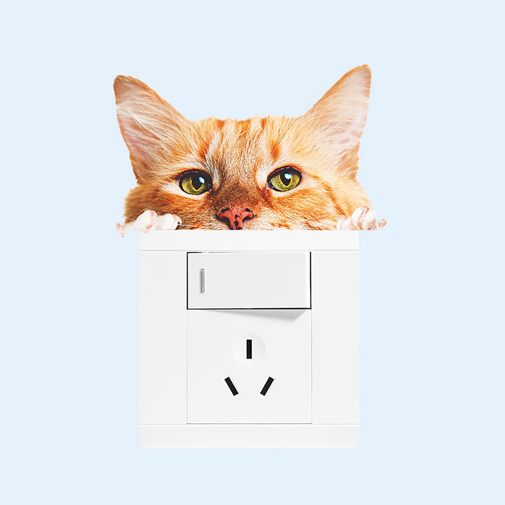 Set 5 Miếng Dán Trang Trí Công Tắc Điện Hình Thú Cưng Hoạt Hình Sáng Tạo DIY