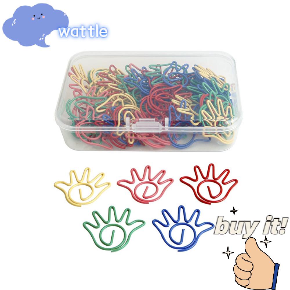 WATTLE Kẹp Giấy Bằng Hợp Kim Thép Hình Bàn Tay Dễ Thương Nhiều Màu Sắc