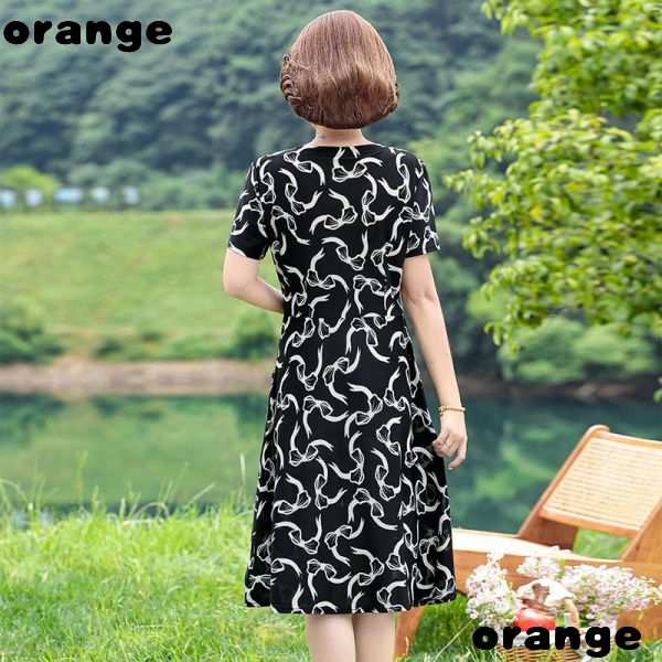 Đầm Ngắn Tay Phong Cách Phương Tây Thời Trang Mùa Hè Mới Cho Phụ Nữ Trung Niên