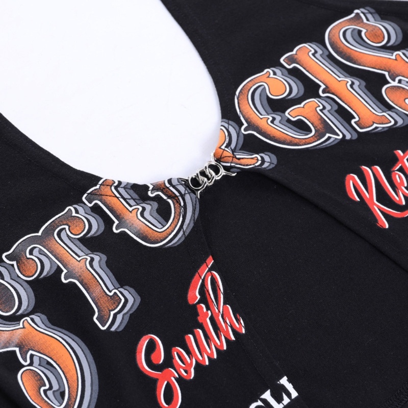 Áo Croptop Hai Dây Hở Lưng In Chữ Y2K Thời Trang Mùa Hè Quyến Rũ Cho Nữ