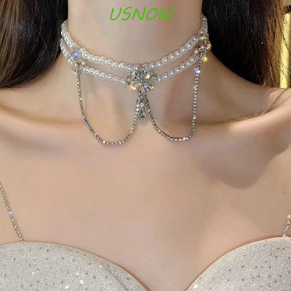 Vòng cổ Nhiều Lớp Đính Đá Phong Cách Hàn Quốc Cho Nữ