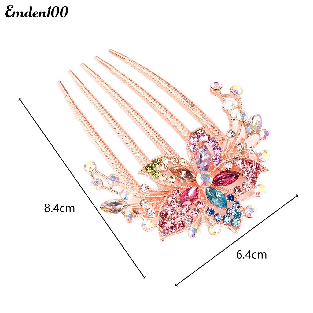 Lược Cài Tóc Đính Đá Hình Hoa Lá Xinh Xắn Cho Nữ