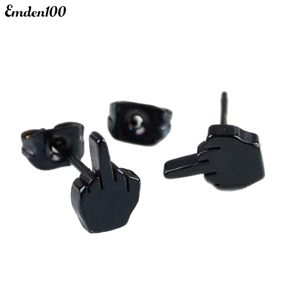 Bông Tai Đinh Tán Bằng Thép Không Gỉ Chống Dị Ứng Họa Tiết Ngón Tay Cho Cuộc Sống Hàng Ngày