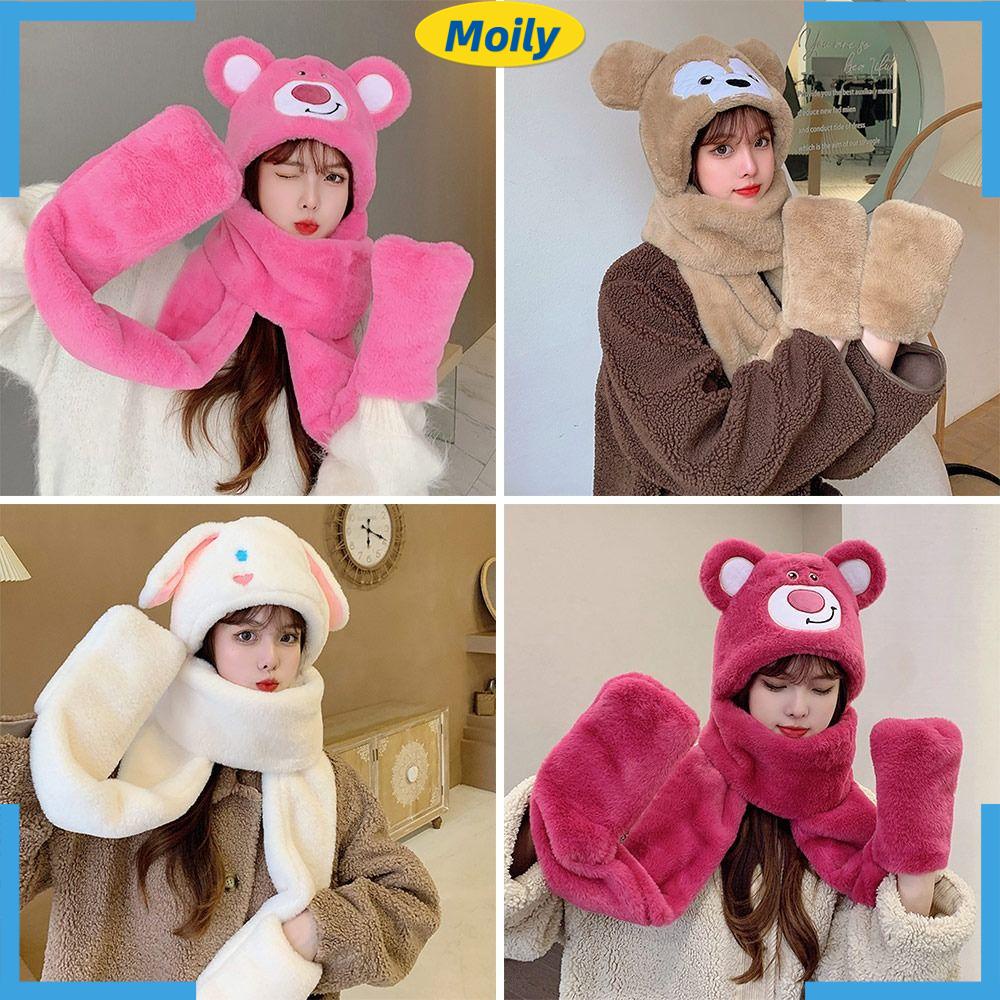 MOILYVN Mũ Len Trùm Đầu Mềm Mại Chống Gió Giữ Ấm Mùa Đông