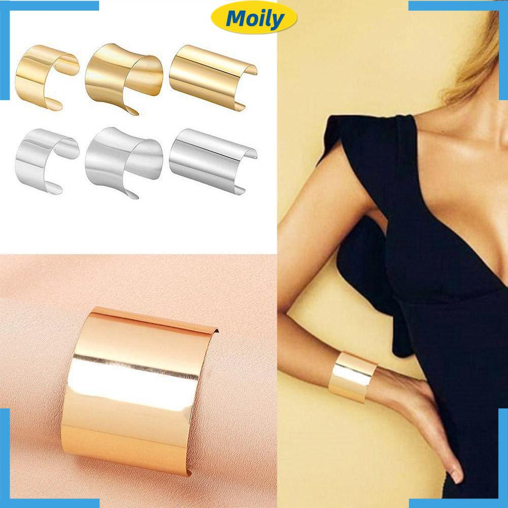 MOILYVN Vòng Đeo Tay Dạng Hở Bằng Kim Loại Màu Vàng / Bạc Thời Trang Cho Nữ