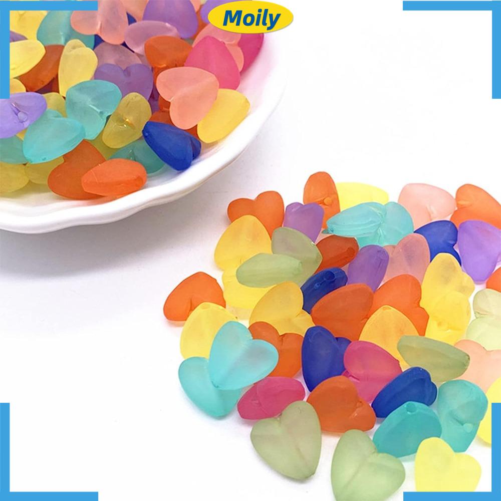 MOILYVN Set 300 Hạt Nhựa Acrylic Trong Suốt Hình Trái Tim Nhiều Màu Kích Thước 12mm Dùng Làm Trang Sức