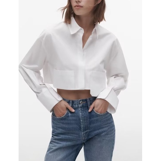 Áo Sơ Mi Zara Dáng Ngắn Phong Cách Pháp Thời Trang Mùa Hè Cá Tính 2186314 5427005